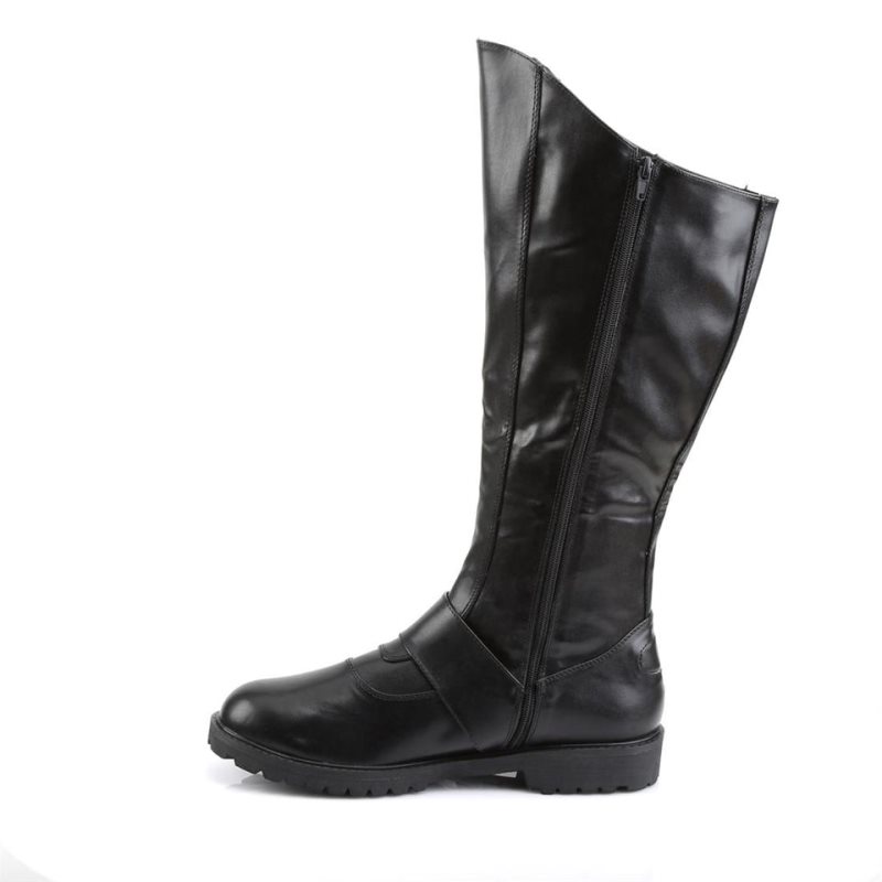 Pleaser Gotham-100 Vegan Leather Uomo Stivali Ginocchio Nere | ITALIA ITMHBODQ