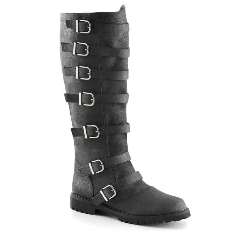 Pleaser Gotham-110 Vegan Leather Uomo Stivali Ginocchio Nere | ITALIA ITRWYPKU