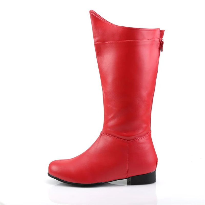 Pleaser Hero-100 Vegan Leather Uomo Stivali Ginocchio Rosse | ITALIA ITRFJWSA