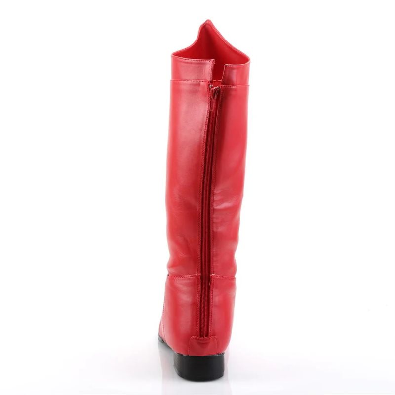 Pleaser Hero-100 Vegan Leather Uomo Stivali Ginocchio Rosse | ITALIA ITRFJWSA